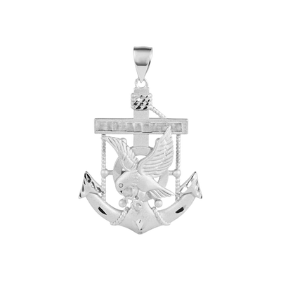 Sterling Silver Diamond Cut Eagle Anchor Pendant