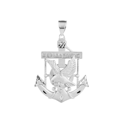 Sterling Silver Diamond Cut Eagle Anchor Pendant