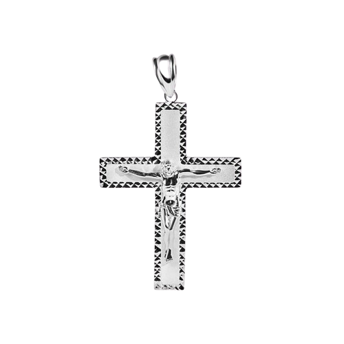 Sterling Silver Diamond Cut Jesus Christ Cross Pendant