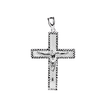 Load image into Gallery viewer, Sterling Silver Diamond Cut Jesus Christ Cross Pendant