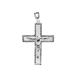 Sterling Silver Diamond Cut Jesus Christ Cross Pendant