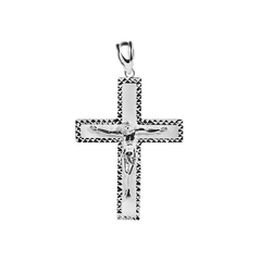 Sterling Silver Diamond Cut Jesus Christ Cross Pendant