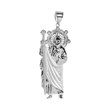Load image into Gallery viewer, Sterling Silver Rhodium Plated Sandblast Jesus Christ Clear CZ Pendant