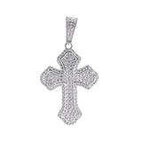 Sterling Silver Rhodium Plated Cross Baguette Clear CZ Pendant