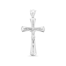 Load image into Gallery viewer, Sterling Silver Rhodium Plated Jesus Christ Cross Crucifix Clear CZ Pendant