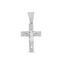 Load image into Gallery viewer, Sterling Silver Rhodium Plated Crucifix Cross Clear CZ Pendant