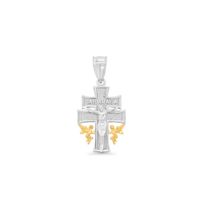Sterling Silver Gold And Rhodium Plated Small Caravaca Pendant