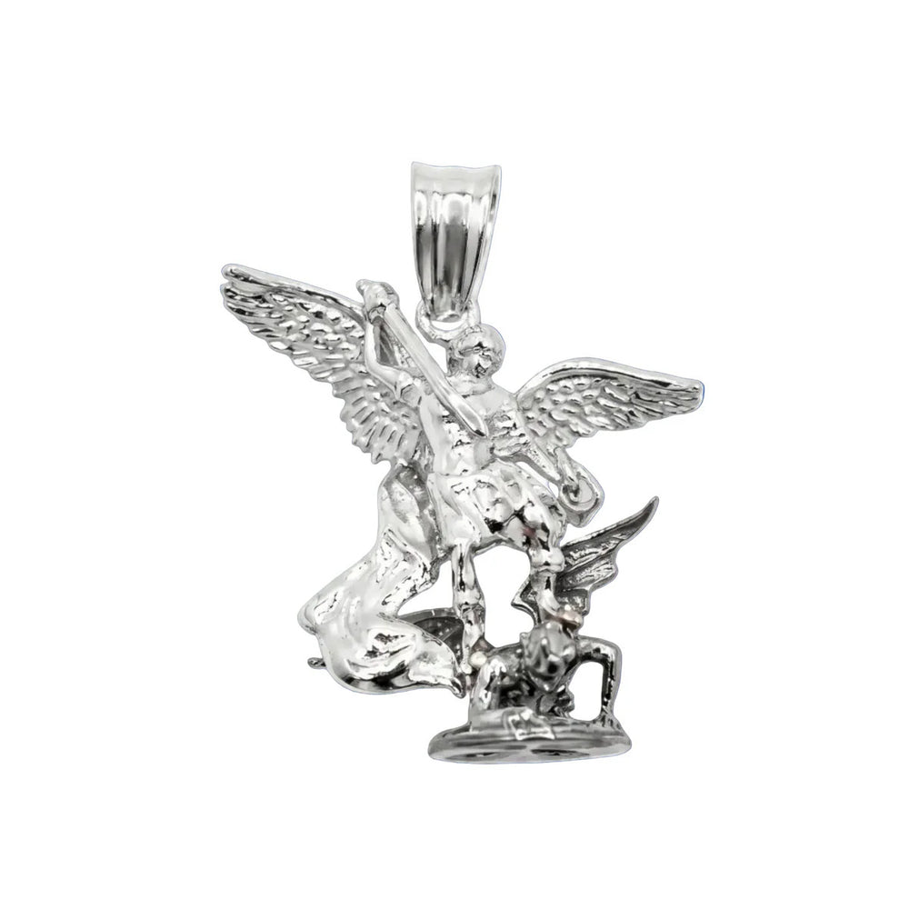Sterling Silver Two Tone Plated Small Archangel Saint Michael Pendant