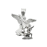 Sterling Silver Two Tone Plated Large Archangel Saint Michael Pendant