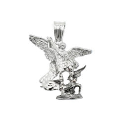 Sterling Silver Two Tone Plated Large Archangel Saint Michael Pendant