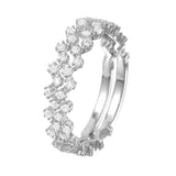 Sterling Silver Rhodium Plated Zig-Zag Stackable CZ Ring, Size 5