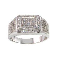 Load image into Gallery viewer, Sterling Silver Rhodium Plated Men's Ring with CZ, Size 12