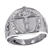 Load image into Gallery viewer, Sterling Silver Rhodium Plated Men&#39;s Crucifix Ring