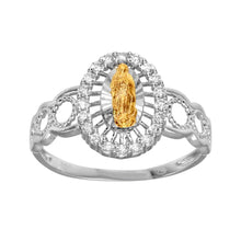 Load image into Gallery viewer, Sterling Silver Two Toned Lady of Guadalupe Open Circle Shank Ring