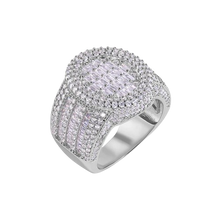 Load image into Gallery viewer, Sterling Silver Rhodium Plated Statement Baguette Clear CZ Oval Top Ring