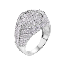 Load image into Gallery viewer, Sterling Silver Rhodium Plated Statement Baguette Clear CZ Round Top Ring