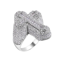 Load image into Gallery viewer, Sterling Silver Rhodium Plated Cross Baguette Clear CZ Studded Top Ring