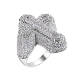 Sterling Silver Rhodium Plated Cross Baguette Clear CZ Studded Top Ring