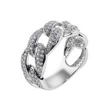 Load image into Gallery viewer, Sterling Silver Rhodium Plated Curb Clear CZ Ring