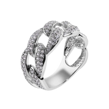 Sterling Silver Rhodium Plated Curb Clear CZ Ring