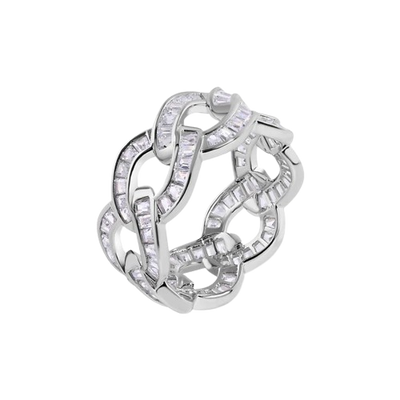 Sterling Silver Rhodium Plated Baguette Clear CZ Ring