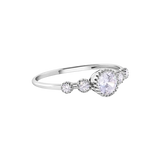 Sterling Silver Rhodium Plated Round Clear CZ Ring