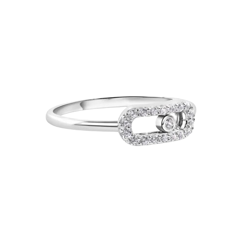 Sterling Silver Rhodium Plated Oval Fidgeting Clear CZ Ring