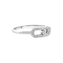 Load image into Gallery viewer, Sterling Silver Rhodium Plated Oval Fidgeting Clear CZ Ring