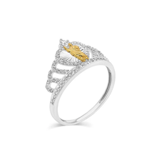 Load image into Gallery viewer, Sterling Silver Two Tone Plated Saint Jude Crown Heart CZ Ring