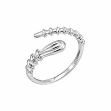 Load image into Gallery viewer, Sterling Silver Rhodium Plated Textured Open Ended Ring