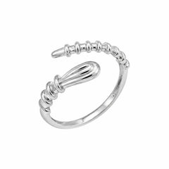 Sterling Silver Rhodium Plated Textured Open Ended Ring