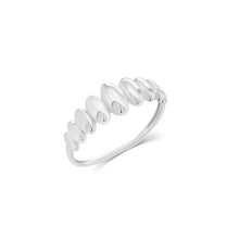 Load image into Gallery viewer, Sterling Silver Rhodium Plated Ribbed Croissant Ring
