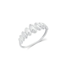 Sterling Silver Rhodium Plated Ribbed Croissant Ring