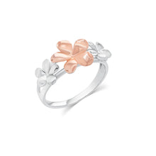 Load image into Gallery viewer, Sterling Silver Rose Gold And Rhodium Plated Multi Flower Ring