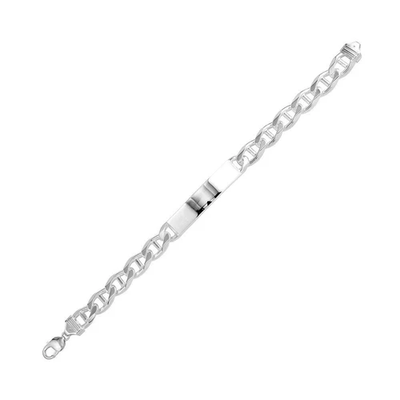 Sterling Silver Engravable ID Flat Marina 180 Bracelet