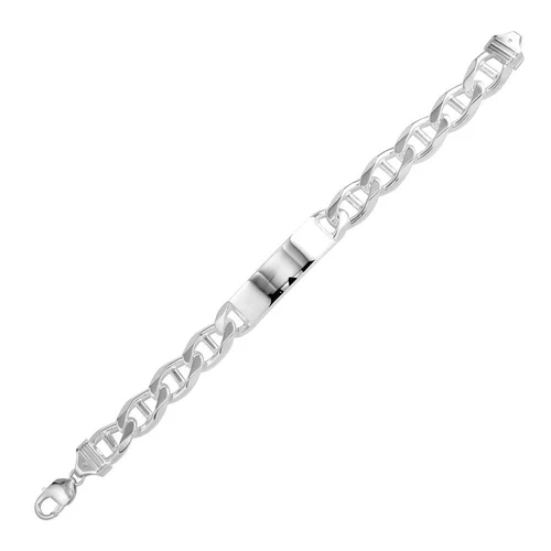 Sterling Silver Engravable ID Flat Marina 350 Bracelet