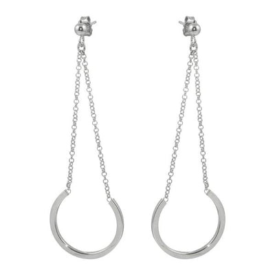 Sterling Silver Rhodium Plated Dangling Horse Shoe Earrings