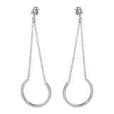 Sterling Silver Rhodium Plated Dangling Horse Shoe Earrings