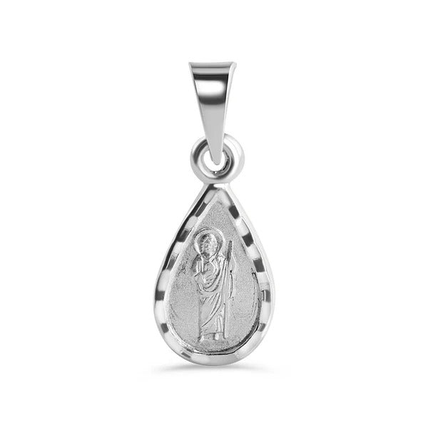 Sterling Silver High Polished DC Saint Jude Teardrop Pendant