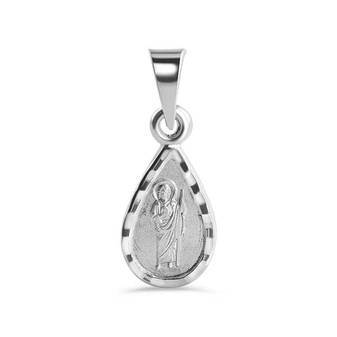 Sterling Silver High Polished DC Saint Jude Teardrop Pendant