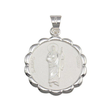 Load image into Gallery viewer, Sterling Silver High Polished Round Flower Edge St. Jude Medallion Pendant