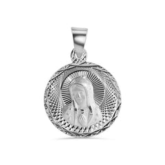Sterling Silver High Polished DC Virgin Mary Medallion Charm