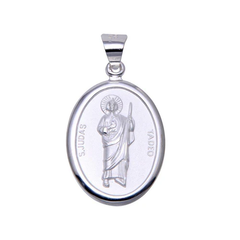 Sterling Silver High Polished Edge Saint Judas Tadeo Medallion Pendant