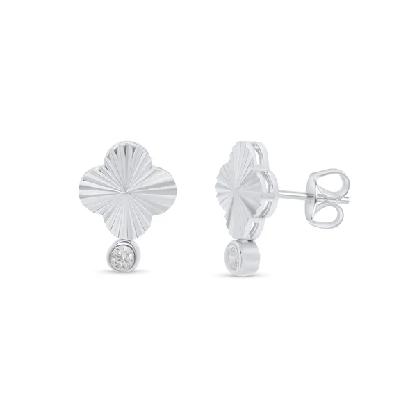 Sterling Silver Rhodium Plated Clear CZ Mushroom Charm Adjustable Necklace