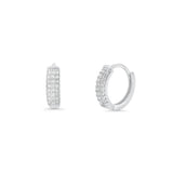 Sterling Silver Rhodium Plated Lab Grown Diamond Huggie Hoops Earrings