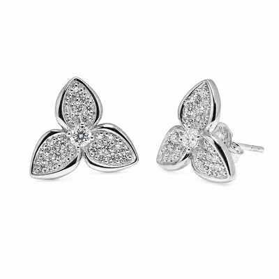 Sterling Silver Rhodium Plated Lab Grown Diamond Marquise Cluster Earrings