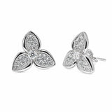 Sterling Silver Rhodium Plated Lab Grown Diamond Marquise Cluster Earrings