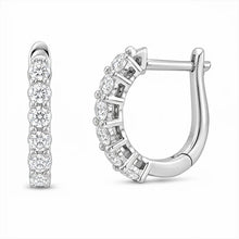 Load image into Gallery viewer, Sterling Silver Rhodium Plated Lab Grown Diamond Huggie Hoop Hinged Closure Earrings