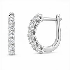 Sterling Silver Rhodium Plated Lab Grown Diamond Huggie Hoop Hinged Closure Earrings