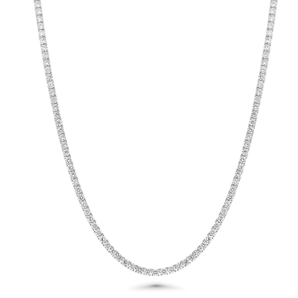 Sterling Silver Rhodium Plated Round Lab Grown Diamond Tennis Necklace